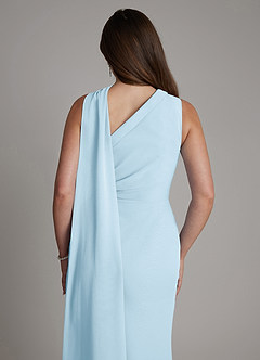 Azazie Zhanna Robes de demoiselle d'honneur Robe Sirène en Mousseline de soie Une épaule Bleu Ciel image7