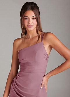 Azazie Eren Bridesmaid Dresses Vintage Mauve Sheath One Shoulder Chiffon Dress image6