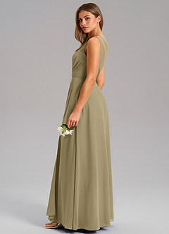 Azazie Phaedra Jurken voor bruidsmeisjes Jurk van Chiffon met A-Lijn One-Shoulder Mosgroen image14