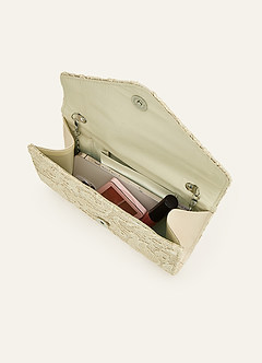 front Lace Embroidered Envelope Clutch Bag