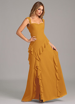 Azazie Sloane Bridesmaid Dresses Butterscotch A-Line Sweetheart Neckline Chiffon Dress image3