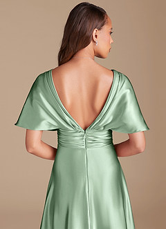 Azazie Pamela Robes de demoiselle d'honneur Robe Trapèze en Satiné métallisé Plissée Matcha image7