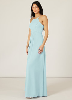 Azazie Sarah Bridesmaid Dresses Sea Glass Empire Pleated Chiffon Dress image4
