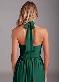 Azazie Avary Bridesmaid Dresses Emerald A-Line Pleated Chiffon Dress image7