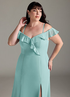 Azazie Sophie Bridesmaid Dresses Aqua A-Line Off the Shoulder Chiffon Convertible Dress image12