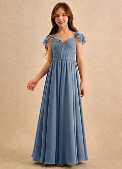 Azazie Meimei Girls Formal Blumenmädchenkleider A-Linie Plissee Chiffon Kleid Zwielichtviolett image3