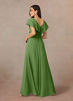 Azazie Snapdragon Mère de la mariée Robes Robe Trapèze en Mousseline de soie Col en V froncé Basilic image4