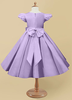 Azazie Jewel Flower Girl Dresses Lilac Ball-Gown Pleated Matte Satin Dress image5