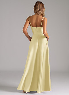 Azazie Elle Brautjungfernkleider A-Linie Plissee Stretch-Satin Kleid Zitronensorbet image7