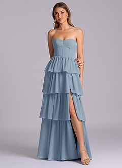 Azazie Faye 신부 들러리 드레스 A라인 스윗하트 네크라인 쉬폰 바닥 길이 드레스 image4