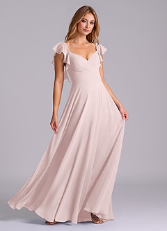 Azazie Leilani Bridesmaid Dresses Blushing Pink A-Line Pleated Chiffon Dress image3