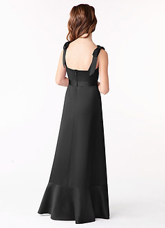Azazie Barbara Junior Robe Trapèze en Satin extensible Arc Noir image3