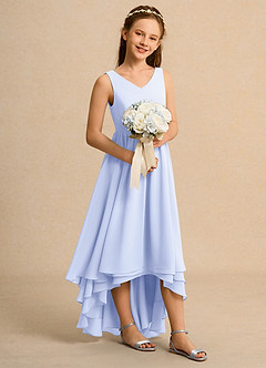 Azazie Kitten Junior Formal vestidos de niña de las flores Vestido de Lavanda de Gasa de Corte En A image3