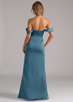 Azazie Johana Robes de demoiselle d'honneur Robe Sirène Convertible en Satin extensible Épaule décolletée Bermude image4
