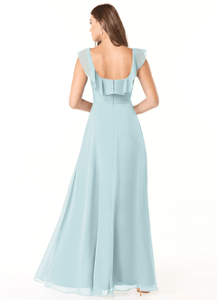 Azazie Jinny Bridesmaid Dresses Mist A-Line Square Neckline Ruched Chiffon Dress image2