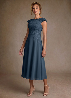 Azazie Crista Mère de la mariée Robes Robe Trapèze en Mousseline de soie Dentelle Neptune image4