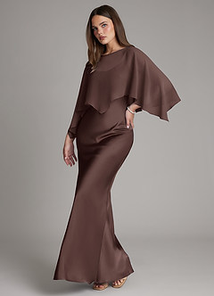 Azazie Ambra Bridesmaid Dresses Ganache Mermaid Pleated Stretch Satin Dress image5