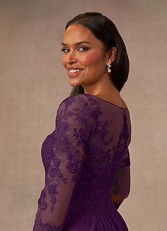 Azazie Calanthe Mother of the Bride Dresses Grape A-Line Scoop Chiffon Dress image4