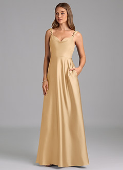 Azazie Beatrice 신부 들러리 드레스 A라인 스윗하트 네크라인 스트레치 새틴 바닥 길이 드레스 image3