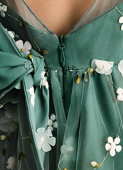 Azazie Elowen vestidos de niña de las flores Vestido de Esmeralda de Encaje de Corte en A con Escote de Corazón image7