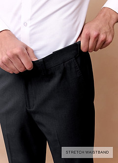 front Savile Charcoal Wool Blend Dress Pants