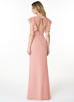 Azazie Val Bridesmaid Dresses Rosette Mermaid V-Neck Keyhole Chiffon Dress image2