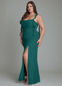 Azazie Jessamine Bridesmaid Dresses Peacock Mermaid Corset Chiffon Dress image12