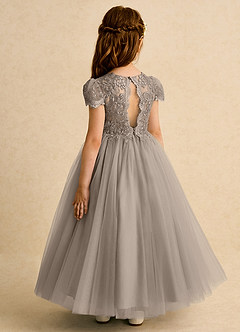 Azazie Puff Abiti da Ragazza di Fiori Abito Principessa in Tulle Pizzo Taupe image7