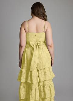 Azazie Nathalia Bridesmaid Dresses Canary A-Line Bow Floral Burnout Dress image16