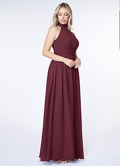 Azazie Iman Bridesmaid Dresses Cabernet A-Line A-Line Ruched Chiffon Dress image3