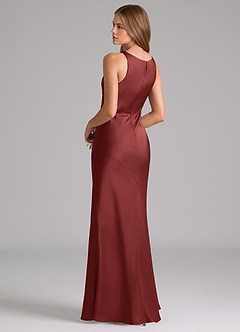 Azazie Allettie Bridesmaid Dresses Terracotta Mermaid Stretch Satin Dress image2