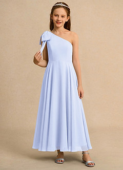 Azazie Guppy Girls Formal Flower Girl Dresses Lavender A-Line One Shoulder Chiffon Dress image3