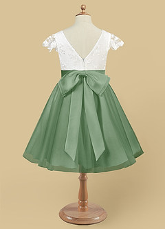 Azazie Vetty Flower Girl Dresses Ivory Matcha A-Line Lace Tulle Dress image10