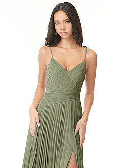 Azazie Vini Bridesmaid Dresses Pistachio A-Line V-Neck Pleated Chiffon Dress image6