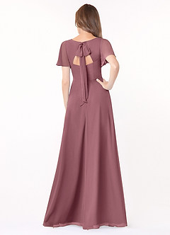 Azazie Kimber Bridesmaid Dresses Amethyst A-Line Flounce Sleeve Chiffon Dress image3