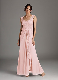 Azazie Edelin Abiti per la Madre della Sposa Abito A-Line in Maglia Scollo a Cuore Plissettato Rosa Rossore image4