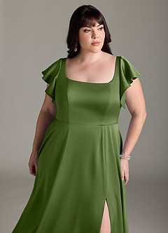 Azazie Bondi Bridesmaid Dresses Juniper A-Line Bow Stretch Satin Dress image11