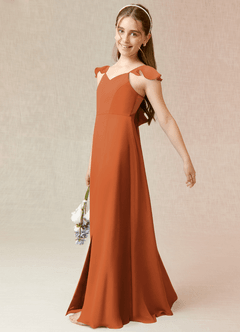 Azazie Everett Junior Cinnamon A-Line Chiffon Dress image3