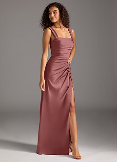 Azazie Jesaphine Bridesmaid Dresses Amethyst Sheath Bow Stretch Satin Dress image7
