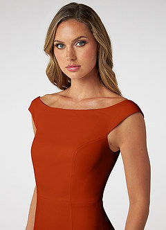 Azazie Nicolina Bridesmaid Dresses Paprika Mermaid Square Neckline Stretch Crepe Dress image5