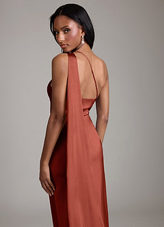 Azazie Juniper Suknie dla druhen Syrena Jedno ramię Satyna elastyczna Do ziemi Sukienka image2