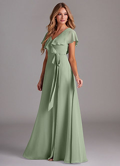 Azazie Lainey Bridesmaid Dresses Dusty Sage A-Line with Pockets Chiffon Dress image5