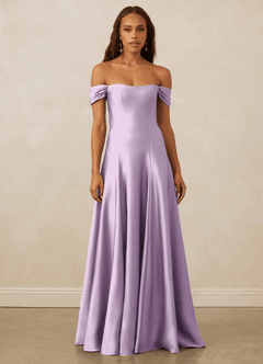 Christian Siriano Bridal for Azazie 1002 Bridesmaid Dresses Frosted Lilac A-Line Off the Shoulder Stretch Satin Convertible Dress image2