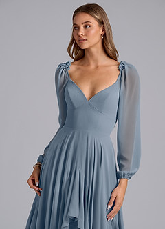 Azazie Karan Bridesmaid Dresses Twilight A-Line Long Sleeve Chiffon Dress image6