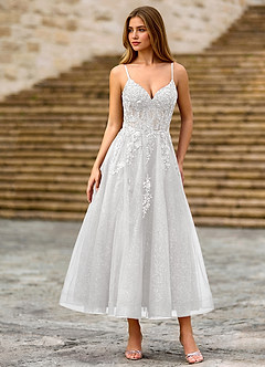 Clementinia Blanco Vestido largo corsé de tul con lentejuelas, bordados, encaje y abalorios image4