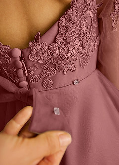 Azazie Precious Blumenmädchenkleider A-Linie Spitze Tüll Kleid Amethyst image6