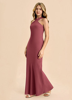 Azazie Doretta Junior Robe Fourreau en Mousseline de soie Plissée Merlot image4