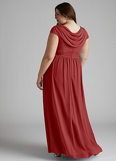 Azazie Organa Bridesmaid Dresses Rust A-Line Pleated Chiffon Dress image10