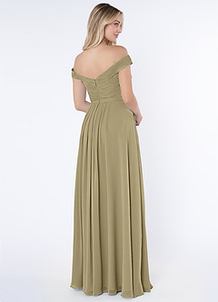 Azazie Audrianna 신부 들러리 드레스 A라인 오프 더 숄더 쉬폰 바닥 길이 드레스 image4