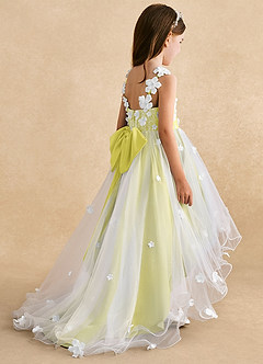 Azazie Celia Flower Girl Dresses Canary A-Line Lace Tulle Dress image5